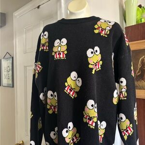Hello Kitty Black Crewneck Sweater with Yellow Character Pattern